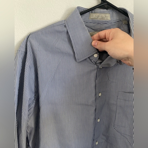 Men's Blue White Striped Button Down Dress Shirt Nordstrom Neck 16.5 - Picture 3 of 9